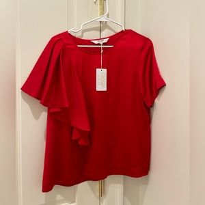 Crosby Red Ruffled Top